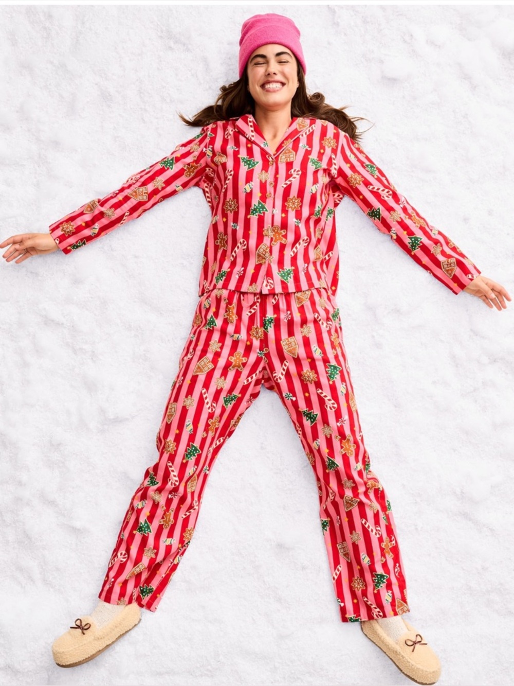 🆕 2PC Set Old Navy Women's Flannel Pajama Pant Set PJ Holiday Stripe S 4-6